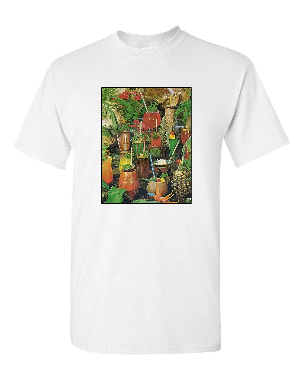 Retro Tiki T Shirt White Cotton Mug Bar No. 49 Cocktail Drinks Tropical S