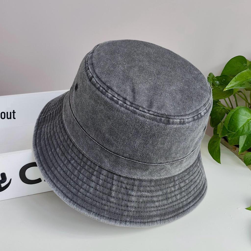 2025 Washed Grey Fisherman Bucket Hat - Women's & Men's Plus Size, Large Head Circumference, Autumn Sun Hat