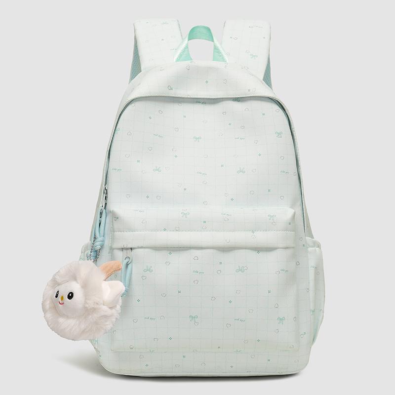 Cute Printed Backpack with Front Pocket and Side Pockets for Students and Daily Use