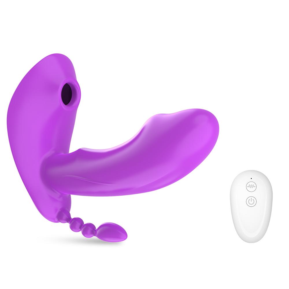 Wearable Sucking Dildo Vibrator 3 In 1 G-Spot Clitoris Stimulator Orgasm Anal Viginal Massager Machine Adult Sex Toys For Women
