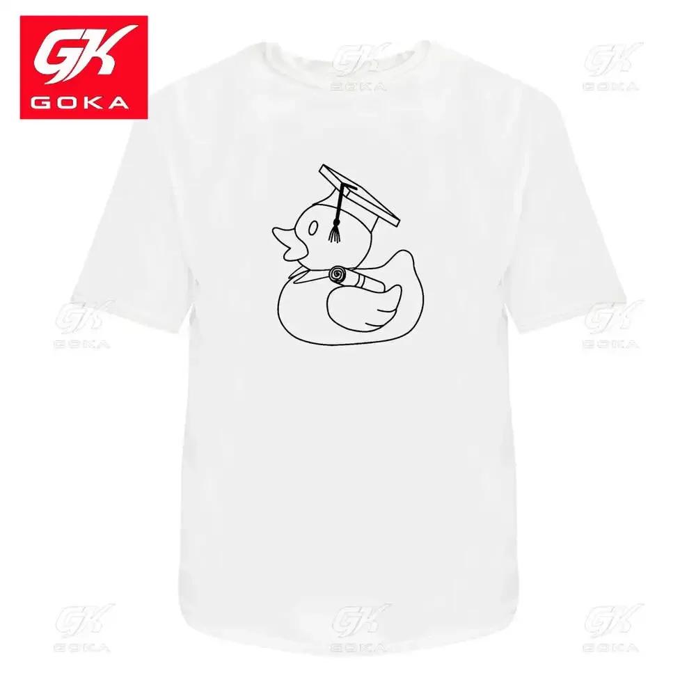

Graduation Duck Unisexs Womens Cotton T Shirts Graphic Clothing Short Sleeve Vintage Tees Printed Top Y2K Clothes Classic T Shirt S