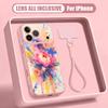 Magnetic Cute Flower Pattern Lanyard Phone Case For iPhone 17 Pro Max 16 15 14 13 Pro Max For Magsafe Wireless Charge Hard Cover