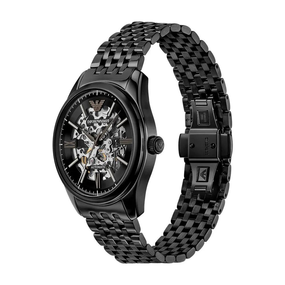Emporio Armani Black Knight Series Watch Automatic Mechanical Movement Stainless Steel Strap 43Mm Hollow Dial Men watches AR60093