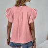 Moda Casual Cuello Redondo Tops de Verano para Mujer Camisas Sueltas Blusa Vintage de Encaje con Borlas y Mangas Volantes Camisa Lisa Elegante de Corte Ajustado para Mujer Nuevo 26424