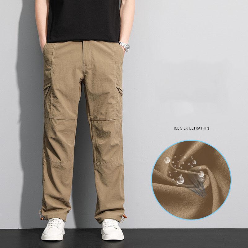 Spring Summer Autumn Winter Waterproof Warm Fleece Cargo Pants Men Winter Outdoor Plus Velvet Pockets Loose Straight Casual Overall Trousers