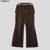 INCERUN Men Casual Drawstring Elastic Waist Hooded Long Sweatpants Flare Pants Trousers