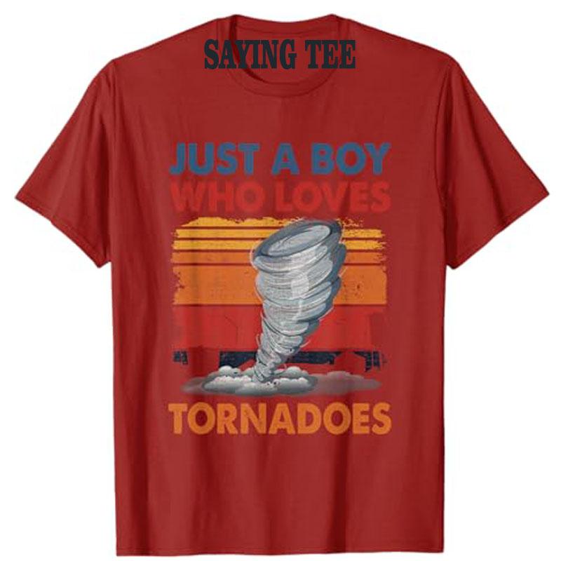 Просто Парень, Который Любит Погоду Торнадо Шторм Охотник за Торнадо Футболка Мода для Мальчиков Метеоролог Графический Топ С Коротким Рукавом Футболка с Надписью S