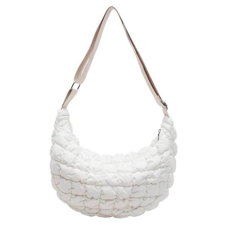 

Сумка подмышку Новая модная плиссированная сумка-облако Мягкая сумка Большой вместимости Повседневная хлопковая сумка Сумка-тоут для поездок на работу белый