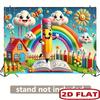 2D Cute Cartoon Cloud Pencil Backdrop for Preschool & Classroom Decoration