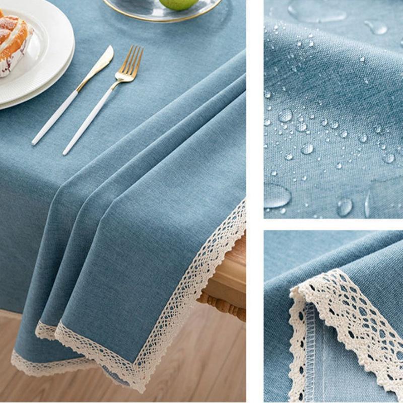 Rectangle Tablecloth Cotton Linen Square Waterproof Table Cloth Oil-Proof Table Cover For Home Kitchen Garden Restaurant Decor