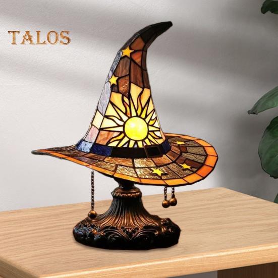 Lampa klobouk čarodějnice LED noční světlo jemná záře ručně vyráběné gotické světlo ve tvaru klobouku čaroděje halloweenská noční lampička