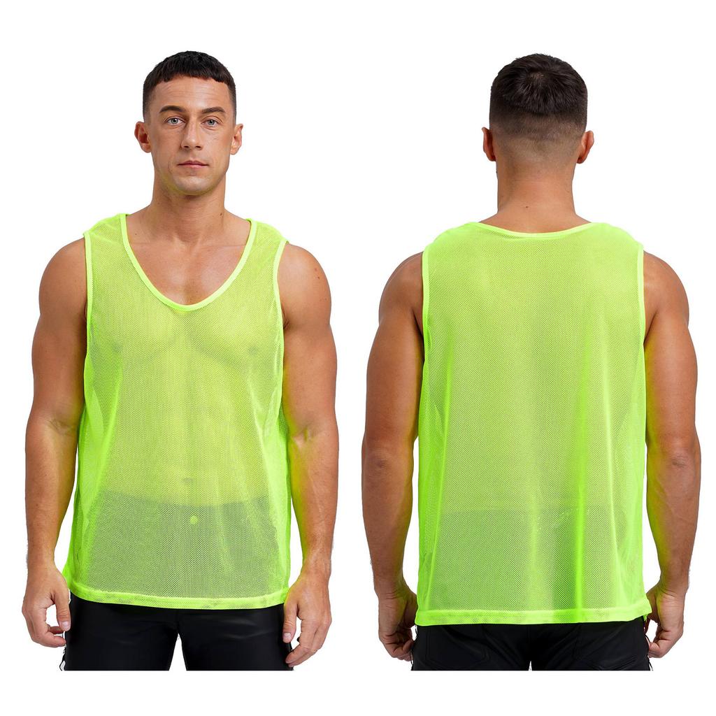 Gilet d'entraînement en maille ajourée pour homme Sport d'équipe Col rond Sans manches Débardeur Musculation Clubwear Tenue de plage