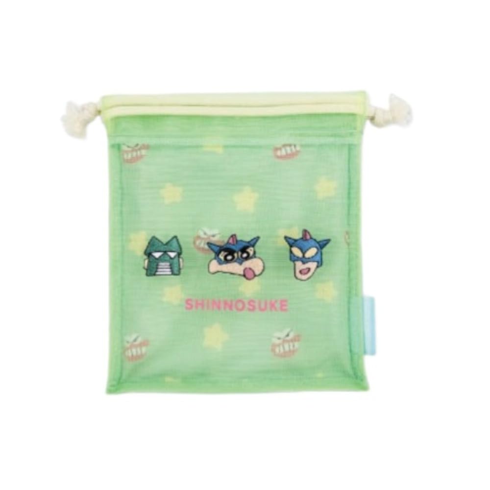 Marimo Craft Mesh Drawstring Bag GR Crayon W170 x H200mm Shin-chan CRS-374