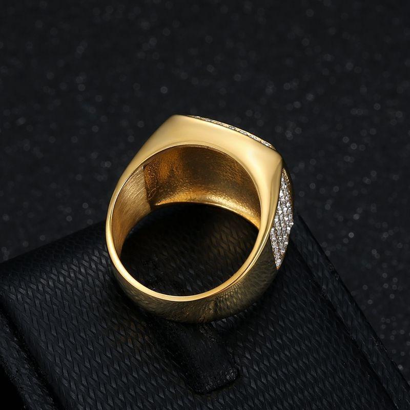 Modische Hip-Hop-Ringe für Männer, Titanstahl, vakuumvergoldet mit Diamanten, Street-Punk-Fingerring, Silber, dominanter Rapper-Schmuck