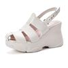 Summer platform Roman sandals women's 2025 summer new British style woven hollow leather wedge heel versatile sandals