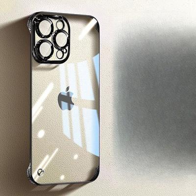 Aplicabil pentru huse de telefon electroplacat fără margini iPhone15, husă PC dură ultra-subțire Apple 16promax 14 cu folie pentru obiectiv