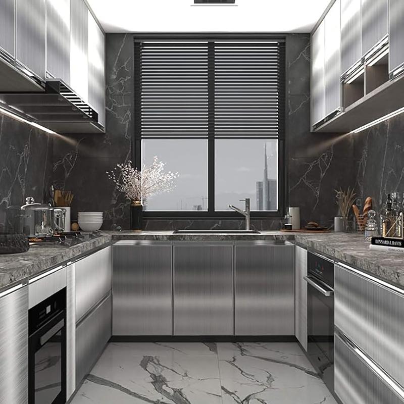 Brushed silver 40cm wall sticker stainless steel decoration kitchen living room refrigerator countertop adhesive wallpaper