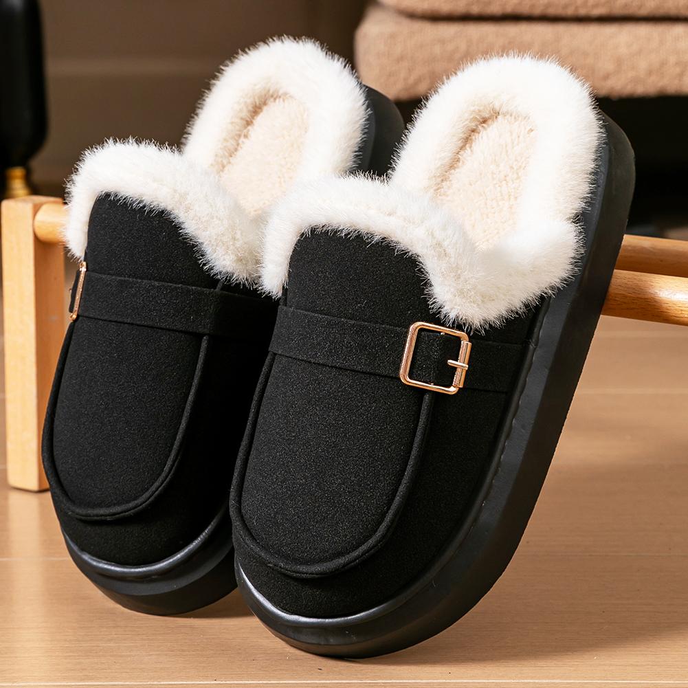 Memory Foam Slippers Women Suede Platform EVA Sole Warm Home Shoes Winter Non Slip Comfortable