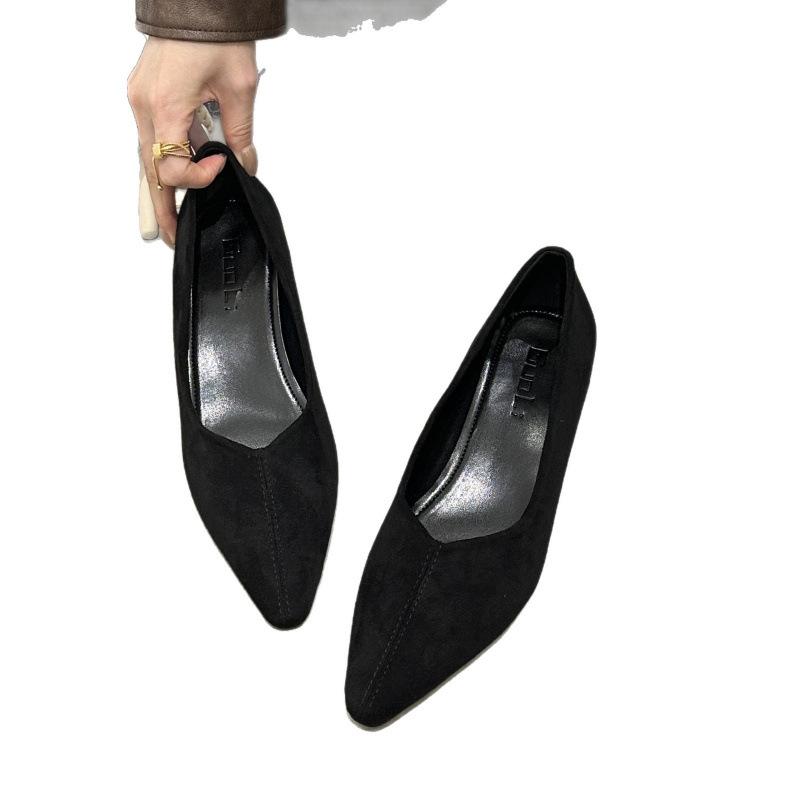 French temperament black single shoes women's shoes 2025 new spring and autumn winter pointed high heels