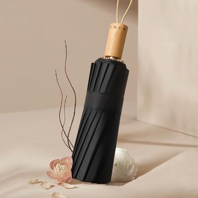 2023 New Triple Fold 16 Ribbed Hand Open Umbrella for Sunny and Rainy Days, Retro Chinese Style Art Sunshade Umbrella