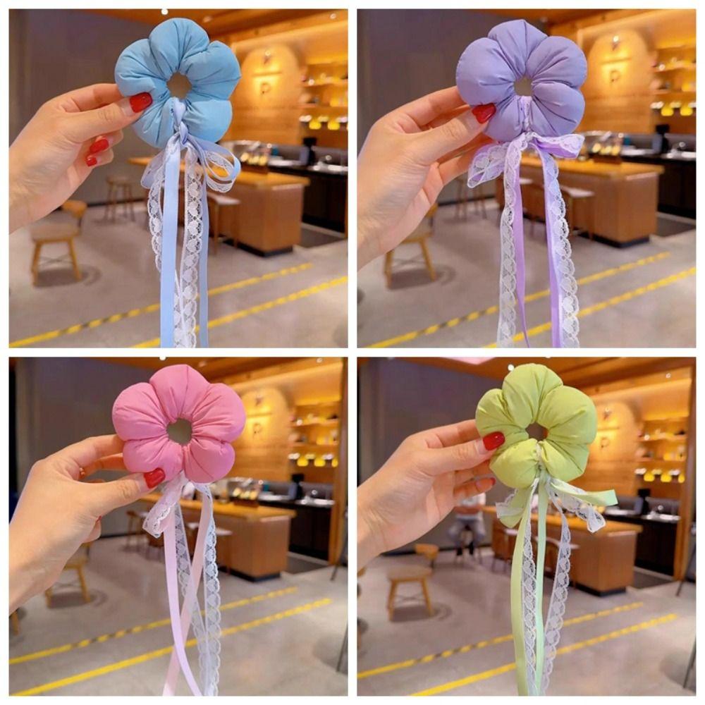 Ribbon Large Hair Scrunchies Exaggerated Braid Hair Ring Trendy Children's Flower Scrunchies  Girl