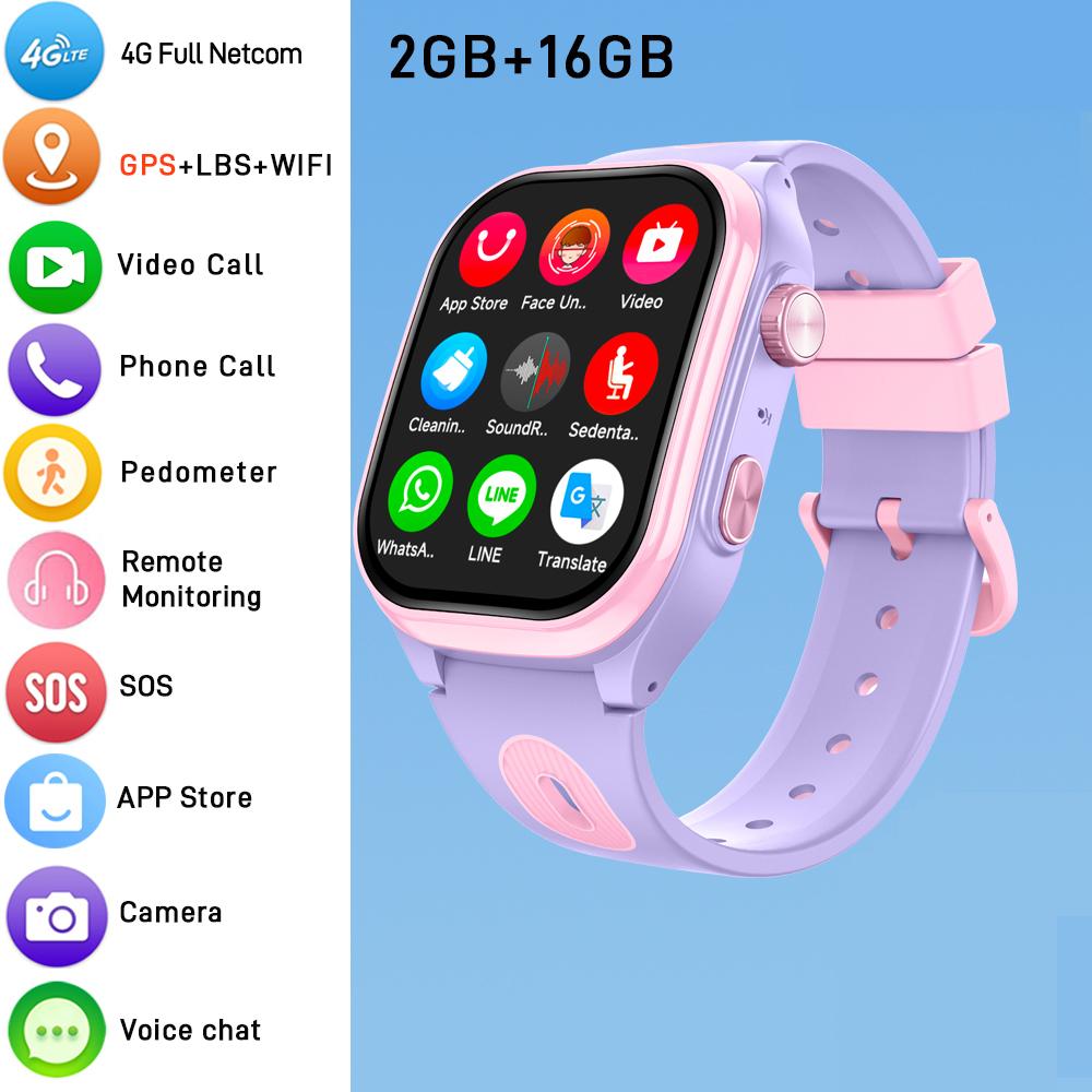 Kinder 4G Smart Phone Uhr 2.0'' GPS WIFI Videoanruf Kamera Kinder Smartwatch Monitor Tracker Standort 2+16G APP Download