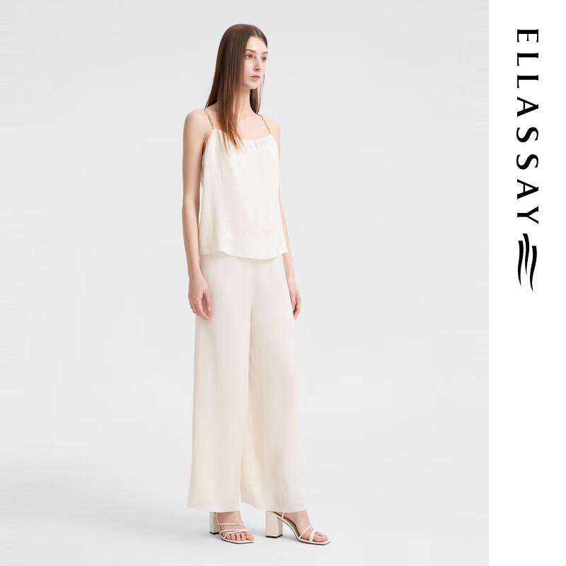 ELLASSAY Women's Micro-Pleated High-Waist Straight-Leg Casual Pants