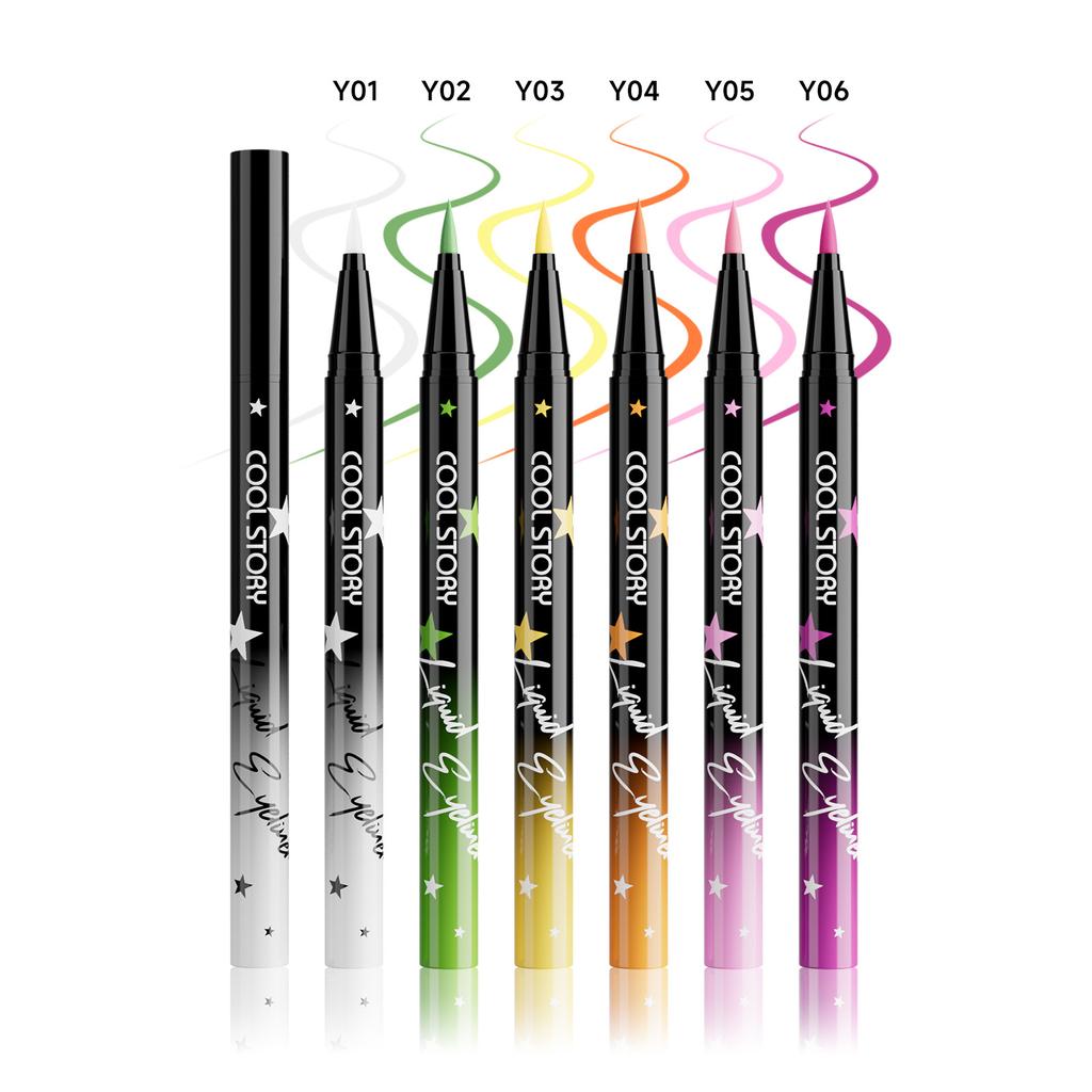 6 Colors Set Glitter & Shimmer Eyeliner Stick Pack - Long-Wearing Blue Tone Eyeliner Pencil with Smooth Application - Versatile