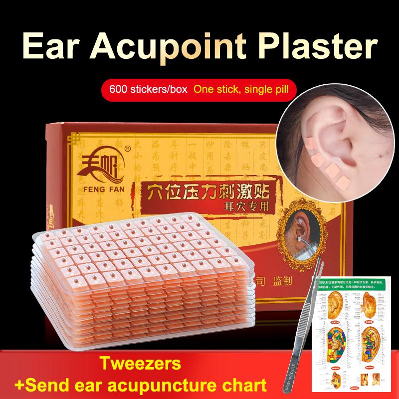600 Cerotti Cura dell'Orecchio Pietra Rossa Agopuntura Auricolare Terapia con Cerotti Agopuntura Semi Adesivo Auricolare Kit di Auricoloterapia