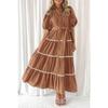 Elegantes Damen-Hemdkleid mit Rüschen in Übergröße, lockerer, plissierter Verband, Puffärmel, kurze Ärmel, Sommerkleid mit Knöpfen, modische Party-Prinzessinnenkleider 1078
