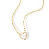 Korean Style Niche Design Sense White Sea Shell Peach Heart Necklace Female, Titanium Steel Plated 18K Real Gold Collarbone Chain P929