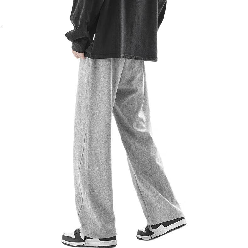 Foss Phil American-Style Casual Pants for Men, Spring And Summer Trendy Straight-Leg Sweatpants, Wide-Leg Versatile Trousers, FPK50 Gray 2XL