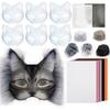 Maschera da Mascherata Non Verniciata con Bordatura Pelosa Rete Adesiva in Tessuto Maschera Facciale da Gatto Maschera Non Verniciata per Fornitura di Halloween