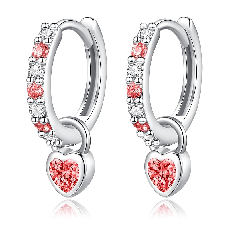 

Silver Thunder earrings ladies high quality zirconia January birthstone garnet hoop earrings sway Compatible with metal allergies silver 925