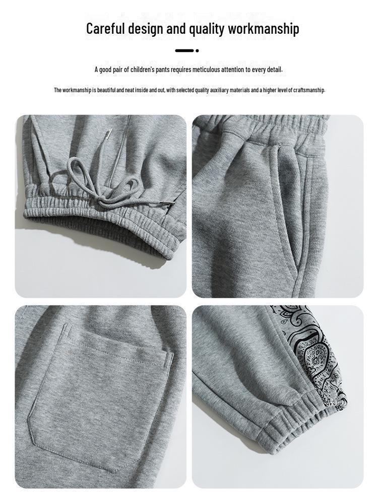 Boys' Fleece One-Piece Pants: Winter 2024 Thickened Casual Sweatpants for Big Kids