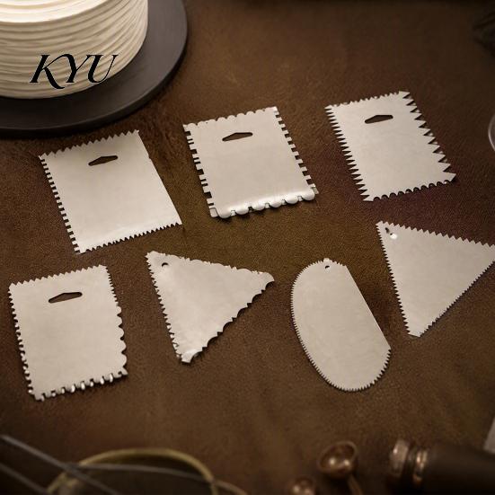 Cake Decorating Comb Stainless Steel Scraper with Multi-faceted Sawtooth, Rectangle/Pentagon/Triangle/Semi-circle Shape Cream Multipurpose Kitchen