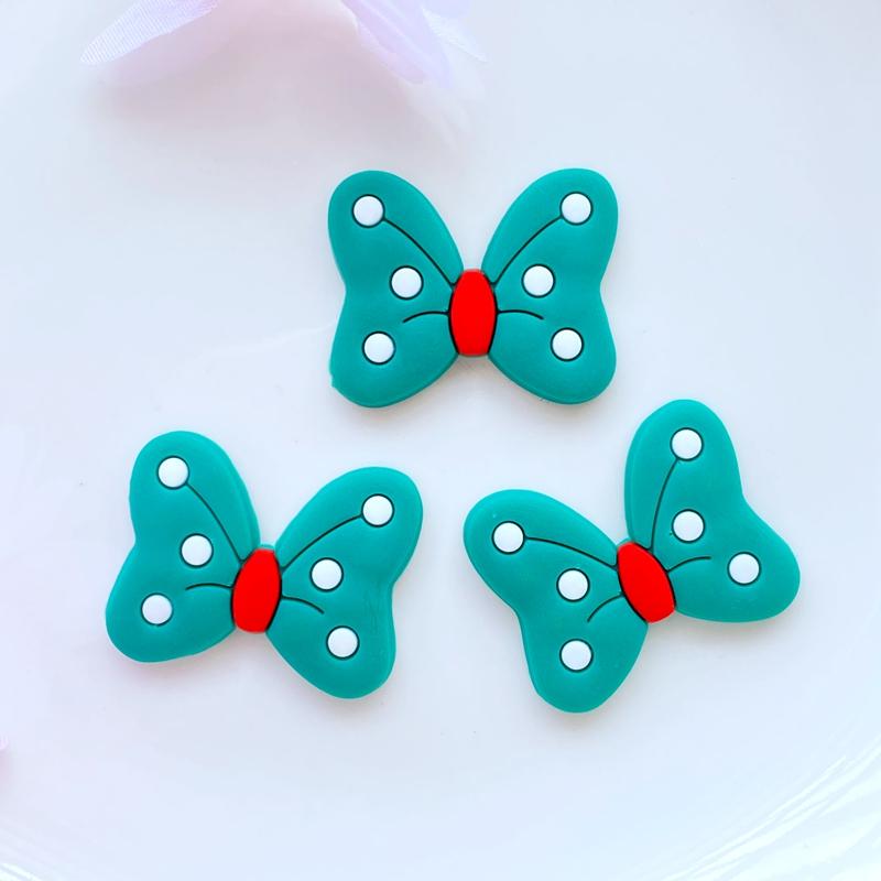 20pcs New Pattern Cute Cartoon Bow Series PVC Flexible Glue Flat Back DIY Scrapbook Embellishment Phone Craft Decoration