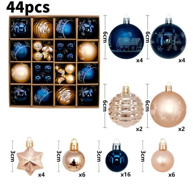 

Elegant 44 Piece Assorted Christmas Ornaments In Vibrant Colors For Holiday Cheer Navy