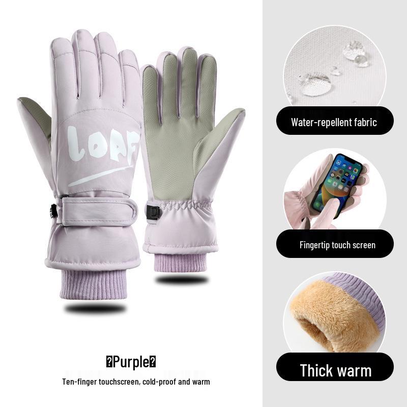 Women's Touchscreen Ski Gloves with Anti-Lost Buckle, Cold-Proof, Fleece-Lined, and Warm for Winter Sports and Cycling