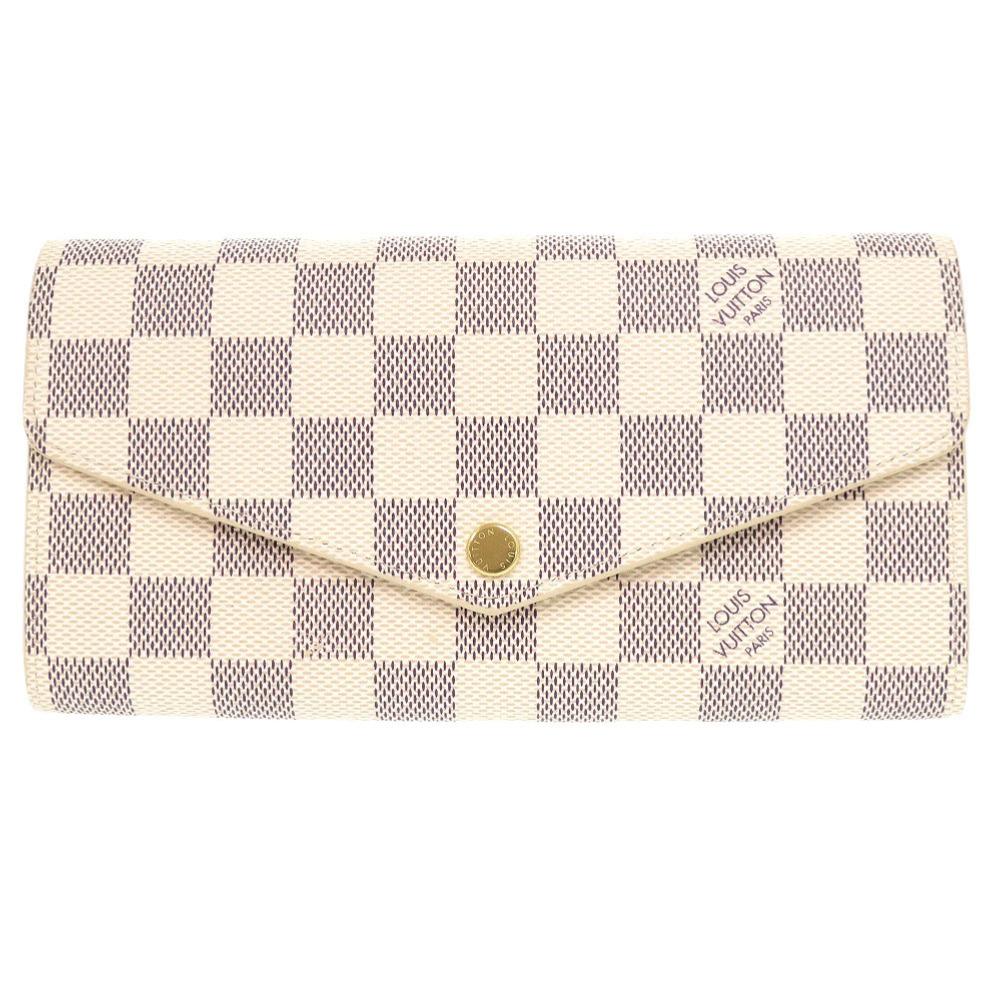 Used AUTHENTIC LOUIS VUITTON N63208 Damier Azur Porte feuille Sarah long wallet White
