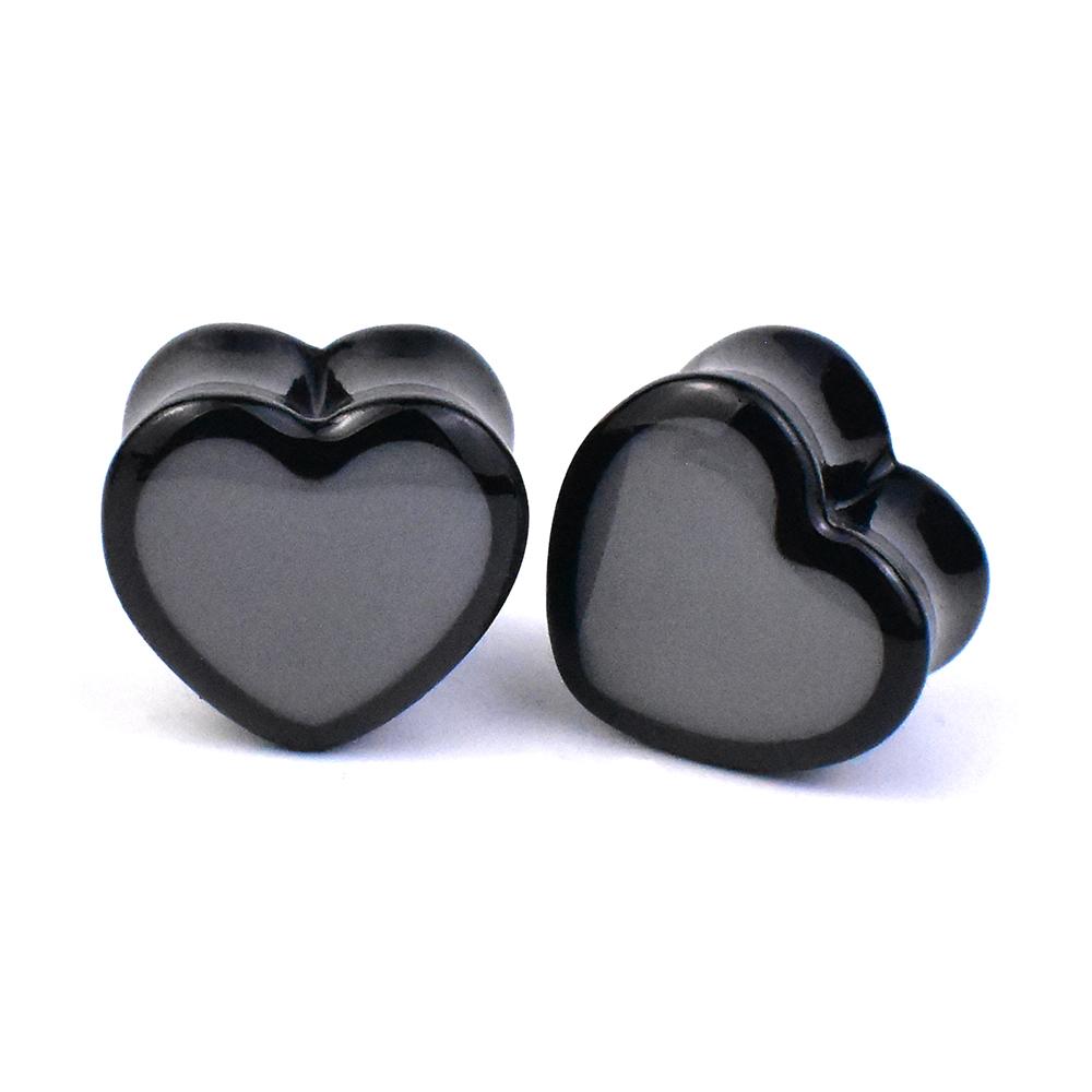 6-50mm Solid Color Ear Tunnels Gauges and Plug Heart-shaped Ear Expander Studs Stretching Body Piercing Jewelry
