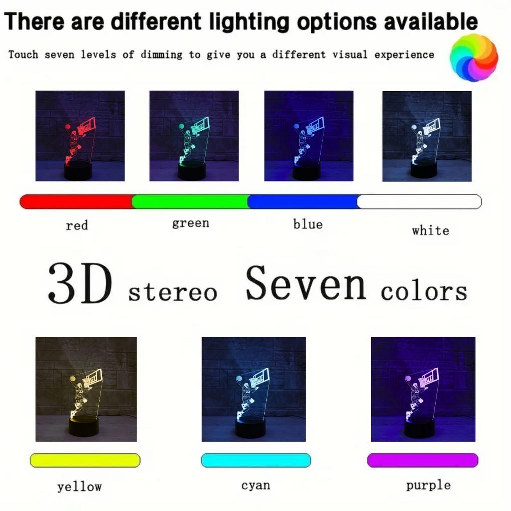 3D Basketball Meister LED Nachtlicht - USB-betrieben, RGB 7 Farben, Geeignet für Schlafzimmerdekoration und Geburtstagsgeschenke