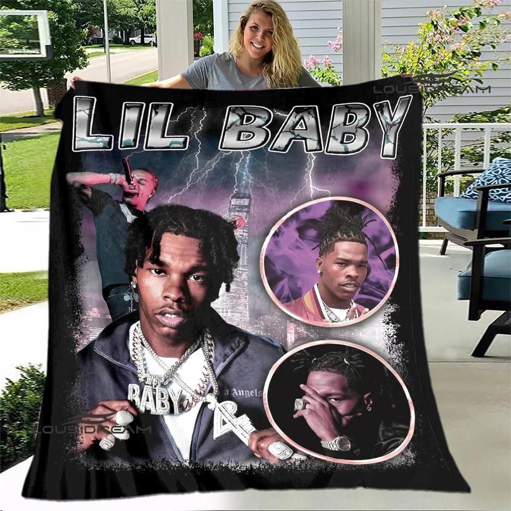 Hip -hop Singer Lil Baby Printing Blanket Children's Warm Blanket T Flange Blanket Home Travel Blanket Bed Linings Birthday Gift