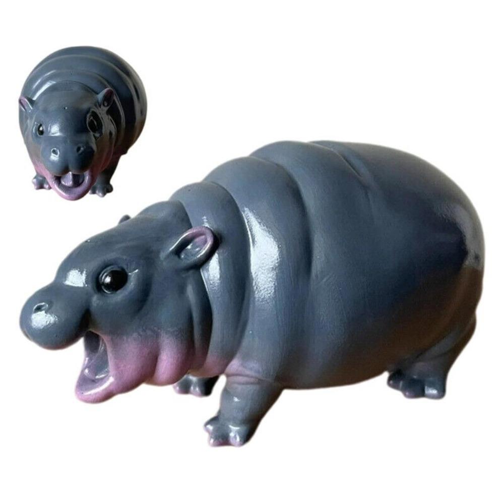 Kawaii Hippo Resin Figurine Pygmy Resin Statue Gifts Hippopotamus Ornaments  for Christmas