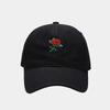 Summer new men's and women's pure cotton embroidered rose soft top baseball cap student outdoor face cap
