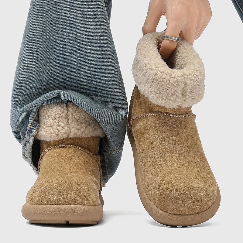 2025 new winter couple snow boots velvet flat boots 22715-11715 apricot, brown, yellow-J