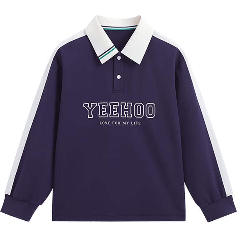 YEEHOO Boys' Quick-Dry Anti-Bacterial Long Sleeve Polo T-Shirt