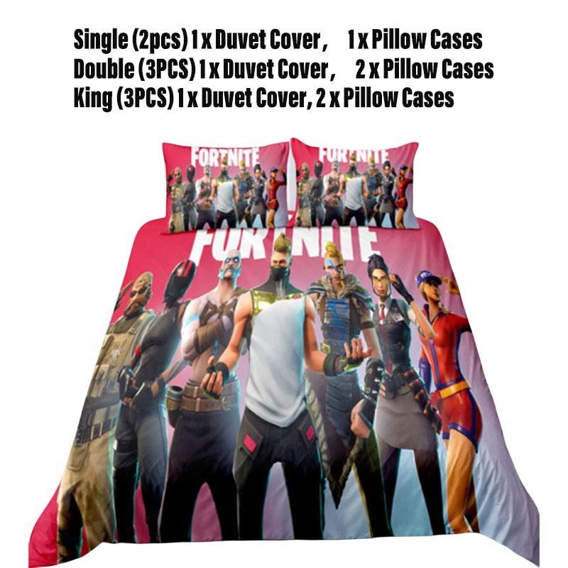 Fortnite Bedding Set 3-piece Bedding Set With Pillowcase And Duvet Cover Polyester Material