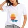 Hawaii Sunset Beach Wounisex's Cotton T Shirt, Premium Cotton Quality Print, Durable, Casual Fashion. Featuring A Classic Hawaiian Island Scene, Perfe