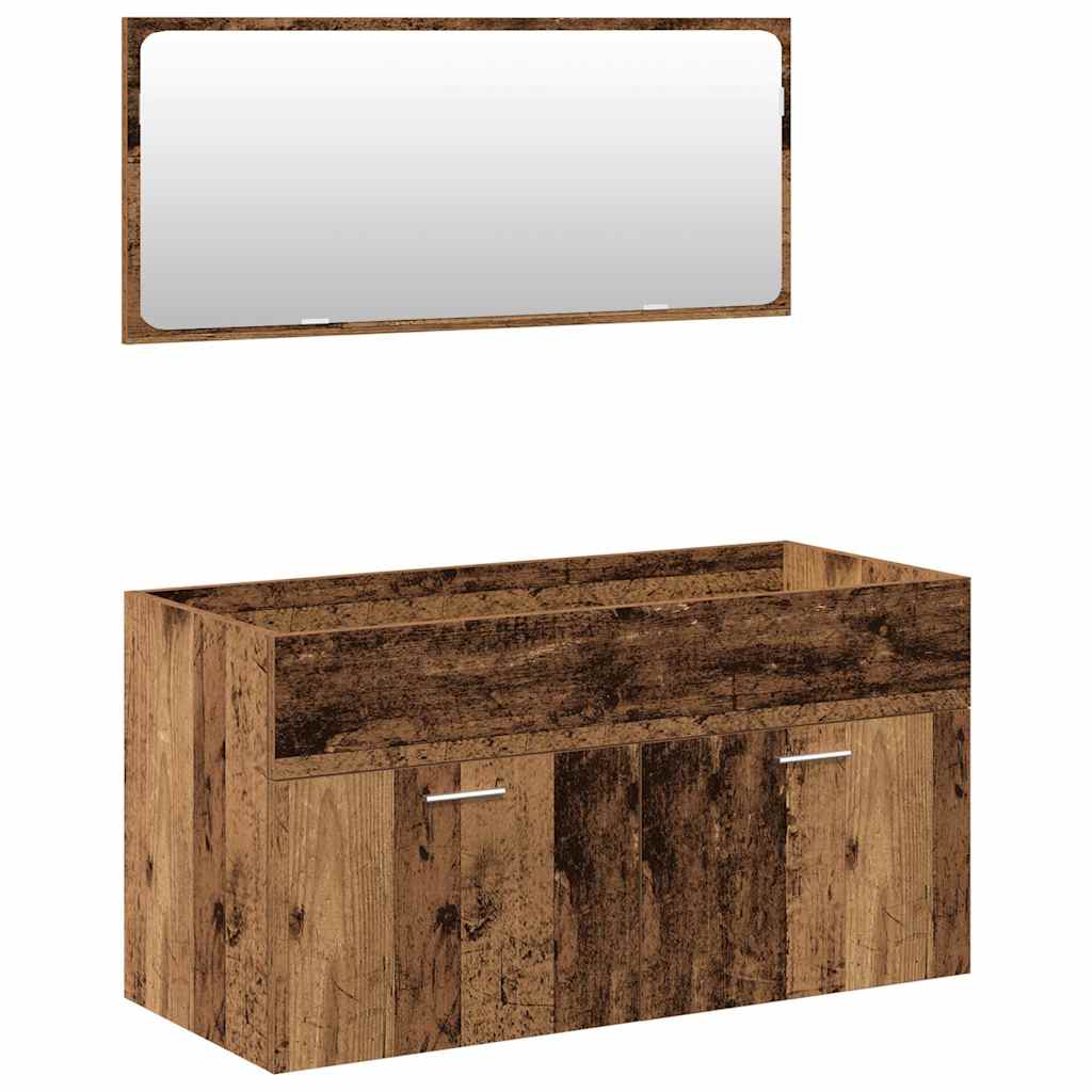 4 piece Bathroom Furniture Set Reclaimed Wood Look Engineered Wood